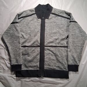 Used Adidas Heathered Gray and Black Reversible Jacket-Mens Small